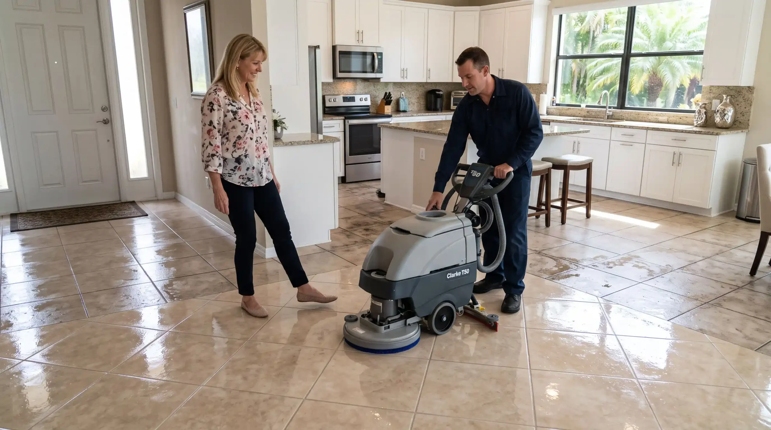 Tile Floors After Daily Downpours: How Dark Grout, Film, And Slip Risk Build Up Fast